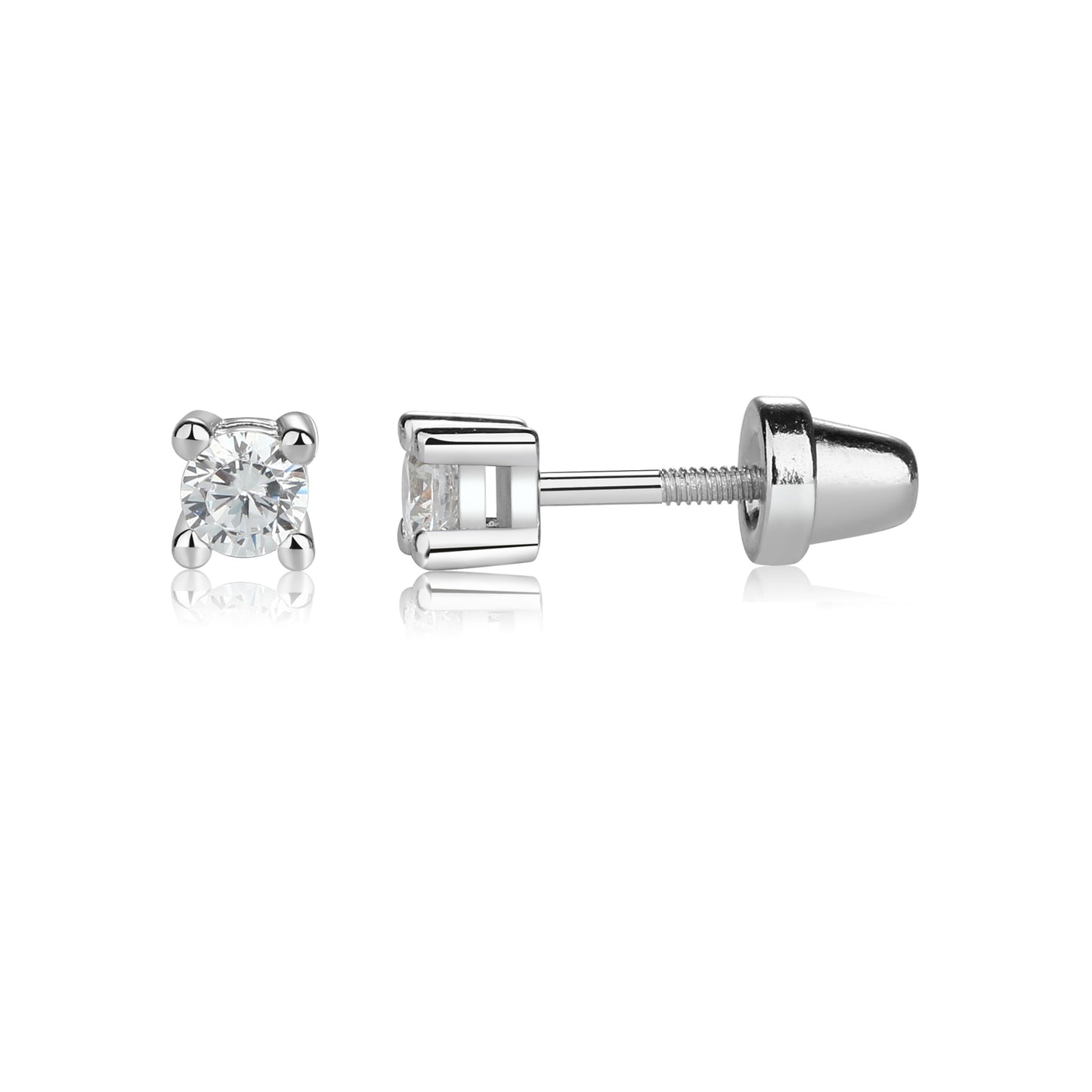 Sterling Silver Kid's Clear CZ Stud Earrings - Cherished Moments Jewelry